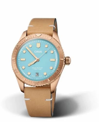 Oris Divers Sixty-Five 38 Cotton Candy Sky Blue / Calf 01 733 7771 3155-07 5 19 04BR — фото часов Oris Divers Sixty-Five 38 Cotton Candy Sky Blue / Calf 01 733 7771 3155-07 5 19 04BR — фото часов