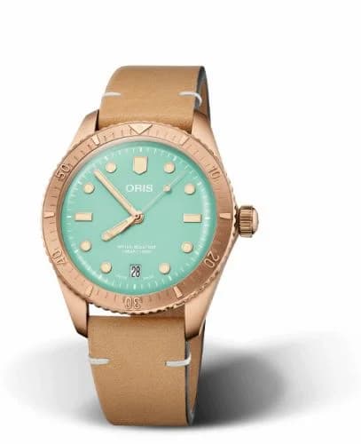 Oris Divers Sixty-Five 38 Cotton Candy Wild Green / Calf 01 733 7771 3157-07 5 19 04BR — фото часов Oris Divers Sixty-Five 38 Cotton Candy Wild Green / Calf 01 733 7771 3157-07 5 19 04BR — фото часов