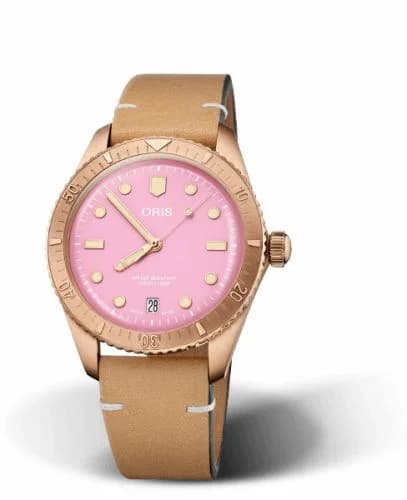 Oris Divers Sixty-Five 38 Cotton Candy Lipstick Pink / Calf 01 733 7771 3158-07 5 19 04BR — фото часов Oris Divers Sixty-Five 38 Cotton Candy Lipstick Pink / Calf 01 733 7771 3158-07 5 19 04BR — фото часов
