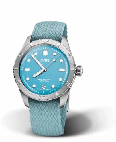 Oris Divers Sixty-Five 38 Cotton Candy Stainless Steel / Blue / Perlon 01 733 7771 4055-07 3 19 02S — фото часов Oris Divers Sixty-Five 38 Cotton Candy Stainless Steel / Blue / Perlon 01 733 7771 4055-07 3 19 02S — фото часов