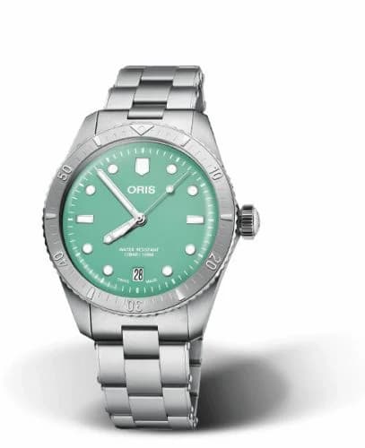 Oris Divers Sixty-Five 38 Cotton Candy Stainless Steel / Green / Bracelet 01 733 7771 4057-07 8 19 18 — фото часов Oris Divers Sixty-Five 38 Cotton Candy Stainless Steel / Green / Bracelet 01 733 7771 4057-07 8 19 18 — фото часов
