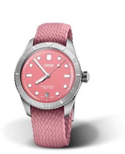 Oris Divers Sixty-Five 38 Cotton Candy Stainless Steel / Pink / Perlon 01 733 7771 4058-07 3 19 04S — фото часов Oris Divers Sixty-Five 38 Cotton Candy Stainless Steel / Pink / Perlon 01 733 7771 4058-07 3 19 04S — фото часов