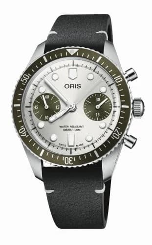 Oris Divers Sixty-Five 40 Chronograph Stainless Steel / Silver - Green / Strap 01 771 7791 4051-07 6 20 01