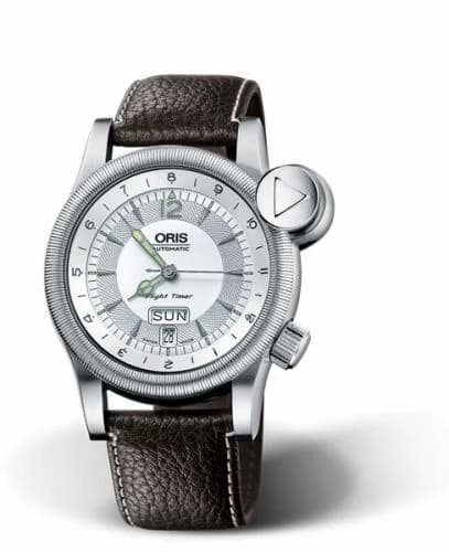 Oris Flight Timer² Day Date Stainless Steel / Silver / Leather 01 635 7568 4061-07 5 21 55