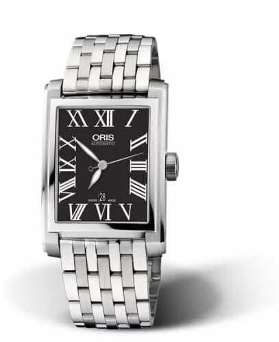 Oris Rectangular Date 30 Stainless Steel / Black - Roman / Bracelet 01 561 7657 4074-07 8 21 82 — фото часов Oris Rectangular Date 30 Stainless Steel / Black - Roman / Bracelet 01 561 7657 4074-07 8 21 82 — фото часов