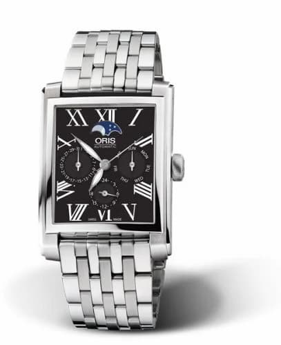 Oris Rectangular Complication Stainless Steel / Black - Roman / Bracelet 01 581 7658 4074-07 8 23 82