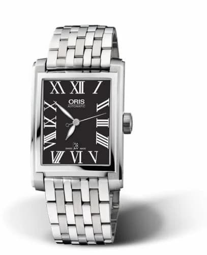 Oris Rectangular Date 30 Stainless Steel / Black - Roman / Bracelet 01 583 7657 4074-07 8 21 82