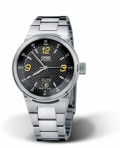 Oris WilliamsF1 Team Day Date 40.5 Stainless Steel / Black - Yellow / Bracelet 01 635 7560 4142-07 8 25 01 — фото часов Oris WilliamsF1 Team Day Date 40.5 Stainless Steel / Black - Yellow / Bracelet 01 635 7560 4142-07 8 25 01 — фото часов