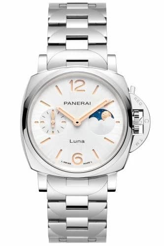 Panerai Luminor Due Luna Automatic Stainless Steel / Silver / Bracelet PAM01301