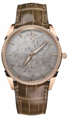 Parmigiani Fleurier Tonda 1950 Squelette Rose Gold / Milky Sapphire / Diamond PFC280-1060100-HA3921 — фото часов Parmigiani Fleurier Tonda 1950 Squelette Rose Gold / Milky Sapphire / Diamond PFC280-1060100-HA3921 — фото часов