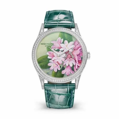 Patek Philippe Calatrava 5077 White Gold / Portrait of Flowers 5077/100G-035 — фото часов Patek Philippe Calatrava 5077 White Gold / Portrait of Flowers 5077/100G-035 — фото часов