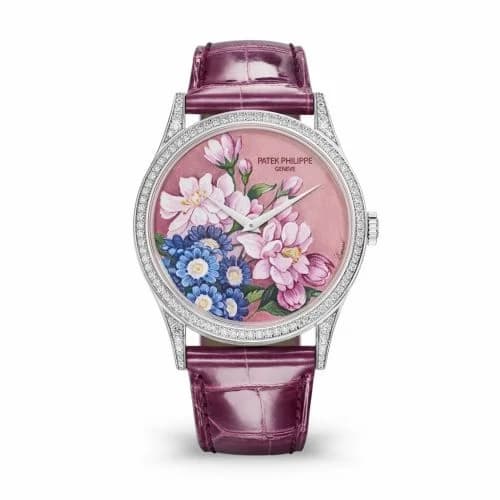 Patek Philippe Calatrava 5077 White Gold / Portrait of Flowers 5077/100G-036 — фото часов Patek Philippe Calatrava 5077 White Gold / Portrait of Flowers 5077/100G-036 — фото часов