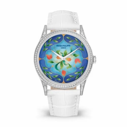 Patek Philippe Calatrava 5077 White Gold / Diamond / Floral Caprice 5077/100G-038 — фото часов Patek Philippe Calatrava 5077 White Gold / Diamond / Floral Caprice 5077/100G-038 — фото часов