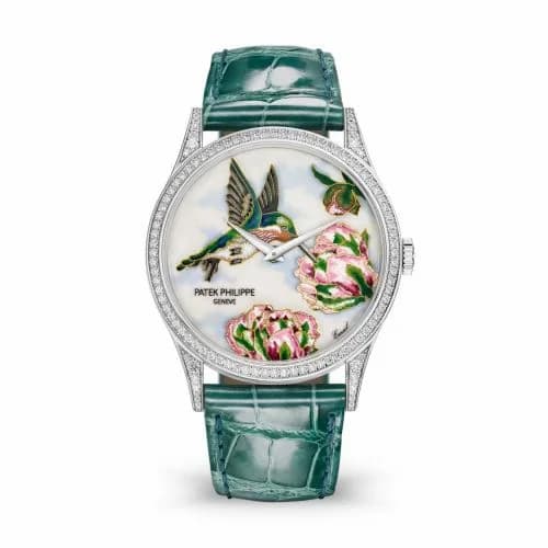 Patek Philippe Calatrava 5077 White Gold / Diamond / Hummingbirds 5077/100G-042 — фото часов Patek Philippe Calatrava 5077 White Gold / Diamond / Hummingbirds 5077/100G-042 — фото часов
