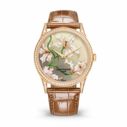 Patek Philippe Calatrava 5077 Rose Gold / Diamond / Orchids 5077/100R-036 — фото часов Patek Philippe Calatrava 5077 Rose Gold / Diamond / Orchids 5077/100R-036 — фото часов
