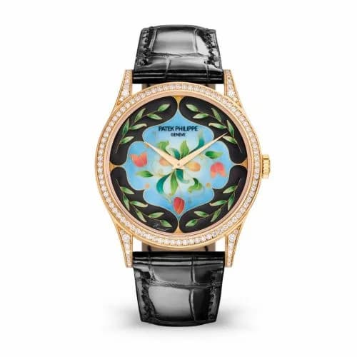 Patek Philippe Calatrava 5077 Rose Gold / Diamond / Floral Caprice 5077/100R-045 — фото часов Patek Philippe Calatrava 5077 Rose Gold / Diamond / Floral Caprice 5077/100R-045 — фото часов