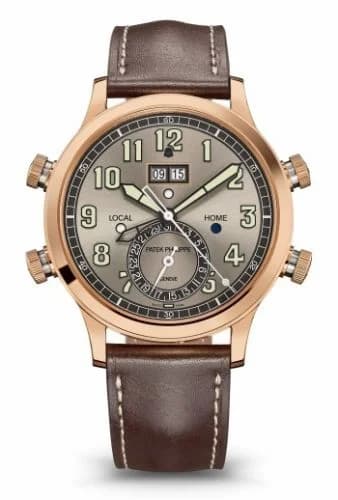 Patek Philippe Calatrava Pilot Travel Time Alarm 5520 Rose Gold / Grey 5520RG-001