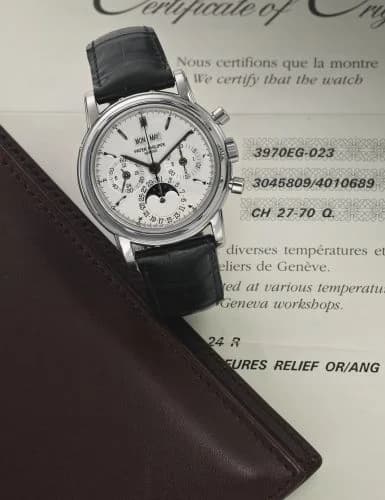 Patek Philippe Perpetual Calendar Chronograph 3970 White Gold / Silver 3970EG-023 — фото часов Patek Philippe Perpetual Calendar Chronograph 3970 White Gold / Silver 3970EG-023 — фото часов