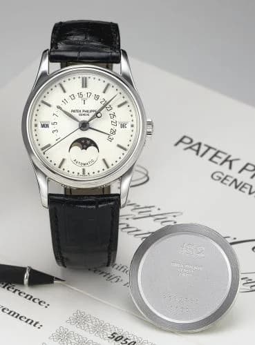 Patek Philippe Perpetual Calendar 5050 Platinum / Silver Stick 5050P-XX1