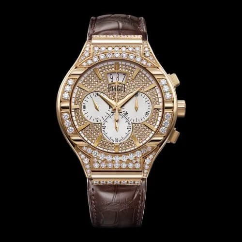 Piaget Polo 43 Chronograph Pink Gold Full Diamond G0A33039