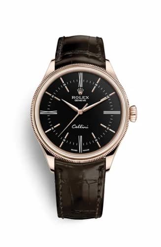 Rolex Cellini Time Everose / Black / Alligator Brown 50505-0008