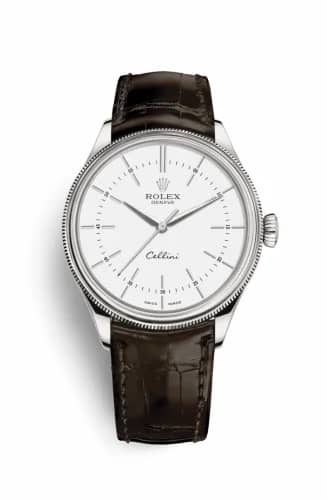Rolex Cellini Time White Gold / White / Alligator Brown 50509-0017