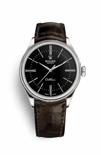 Rolex Cellini Time White Gold / Black / Alligator Brown 50509-0022 — фото часов Rolex Cellini Time White Gold / Black / Alligator Brown 50509-0022 — фото часов