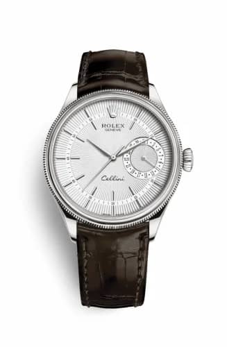 Rolex Cellini Date White Gold / Silver / Alligator Brown 50519-0012