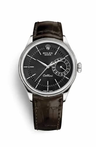 Rolex Cellini Date White Gold / Black / Alligator Brown 50519-0014