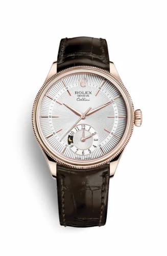 Rolex Cellini Dual Time Everose / Silver / Alligator Brown 50525-0008