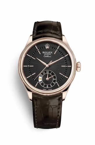 Rolex Cellini Dual Time Everose / Black / Alligator Brown 50525-0010