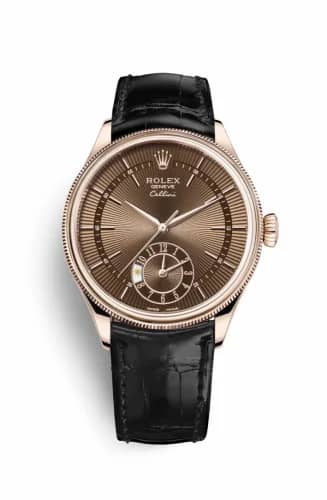 Rolex Cellini Dual Time Everose / Brown / Alligator Black 50525-0016