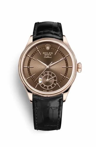 Rolex Cellini Dual Time Everose / Brown / Alligator Black 50525-0016