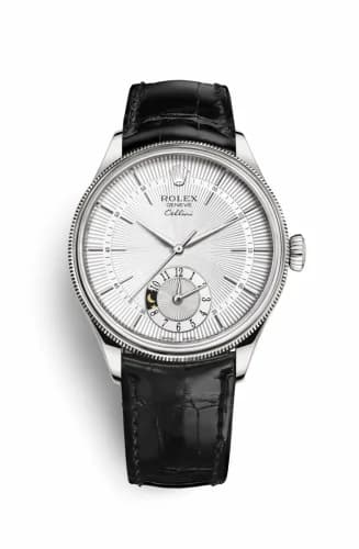 Rolex Cellini Dual Time White Gold / Silver / Alligator Black 50529-0006