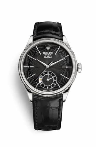 Rolex Cellini Dual Time White Gold / Black / Alligator Black 50529-0007