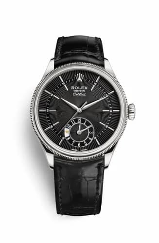 Rolex Cellini Dual Time White Gold / Black / Alligator Black 50529-0007