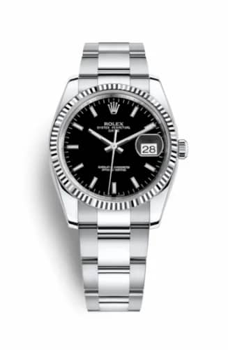 Rolex Oyster Perpetual Date 34 Stainless Steel Fluted / Oyster / Black 115234-0002