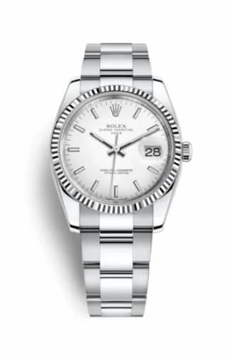Rolex Oyster Perpetual Date 34 Stainless Steel Fluted / Oyster / White 115234-0003