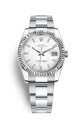 Rolex Oyster Perpetual Date 34 Stainless Steel Fluted / Oyster / White 115234-0003