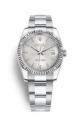 Rolex Oyster Perpetual Date 34 Stainless Steel Fluted / Oyster / Silver 115234-0005
