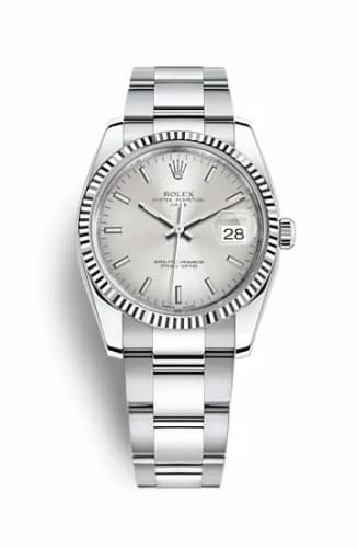 Rolex Oyster Perpetual Date 34 Stainless Steel Fluted / Oyster / Silver 115234-0005