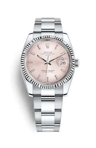 Rolex Oyster Perpetual Date 34 Stainless Steel Fluted / Oyster / Pink 115234-0006