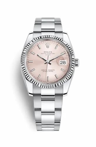 Rolex Oyster Perpetual Date 34 Stainless Steel Fluted / Oyster / Pink 115234-0006