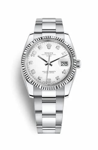 Rolex Oyster Perpetual Date 34 Stainless Steel Fluted / Oyster / White Arabic 115234-0010