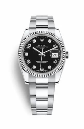 Rolex Oyster Perpetual Date 34 Stainless Steel Fluted / Oyster / Black Arabic 115234-0011