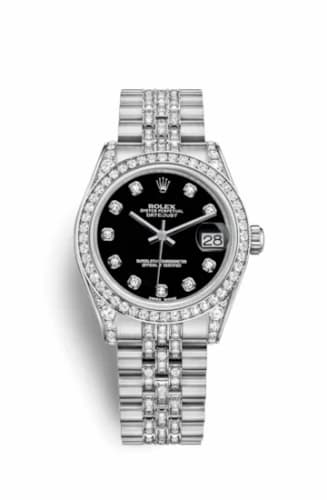 Rolex Datejust 31 White Gold Diamond / Jubilee Diamond / Black Diamond 178159-0037 — фото часов Rolex Datejust 31 White Gold Diamond / Jubilee Diamond / Black Diamond 178159-0037 — фото часов