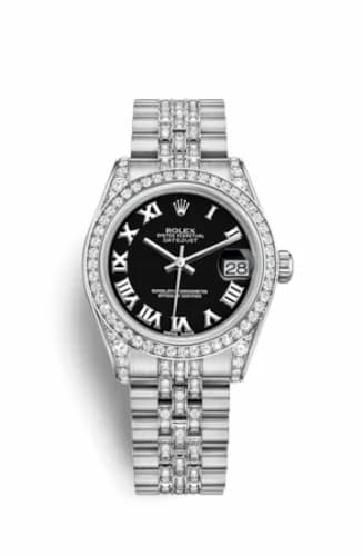 Rolex Datejust 31 White Gold Diamond / Jubilee Diamond / Black Roman 178159-0061 — фото часов Rolex Datejust 31 White Gold Diamond / Jubilee Diamond / Black Roman 178159-0061 — фото часов