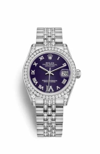 Rolex Datejust 31 White Gold Diamond / Jubilee Diamond / Purple Roman 178159-0065 — фото часов Rolex Datejust 31 White Gold Diamond / Jubilee Diamond / Purple Roman 178159-0065 — фото часов