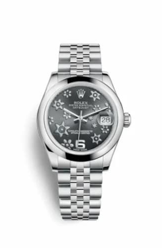Rolex Datejust 31 Stainless Steel Domed / Jubilee / Dark Rhodium Floral 178240-0039 — фото часов Rolex Datejust 31 Stainless Steel Domed / Jubilee / Dark Rhodium Floral 178240-0039 — фото часов