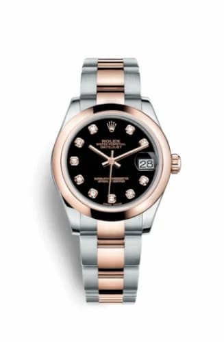 Rolex Datejust 31 Rolesor Everose Domed / Oyster / Black Diamond 178241-0015 — фото часов Rolex Datejust 31 Rolesor Everose Domed / Oyster / Black Diamond 178241-0015 — фото часов